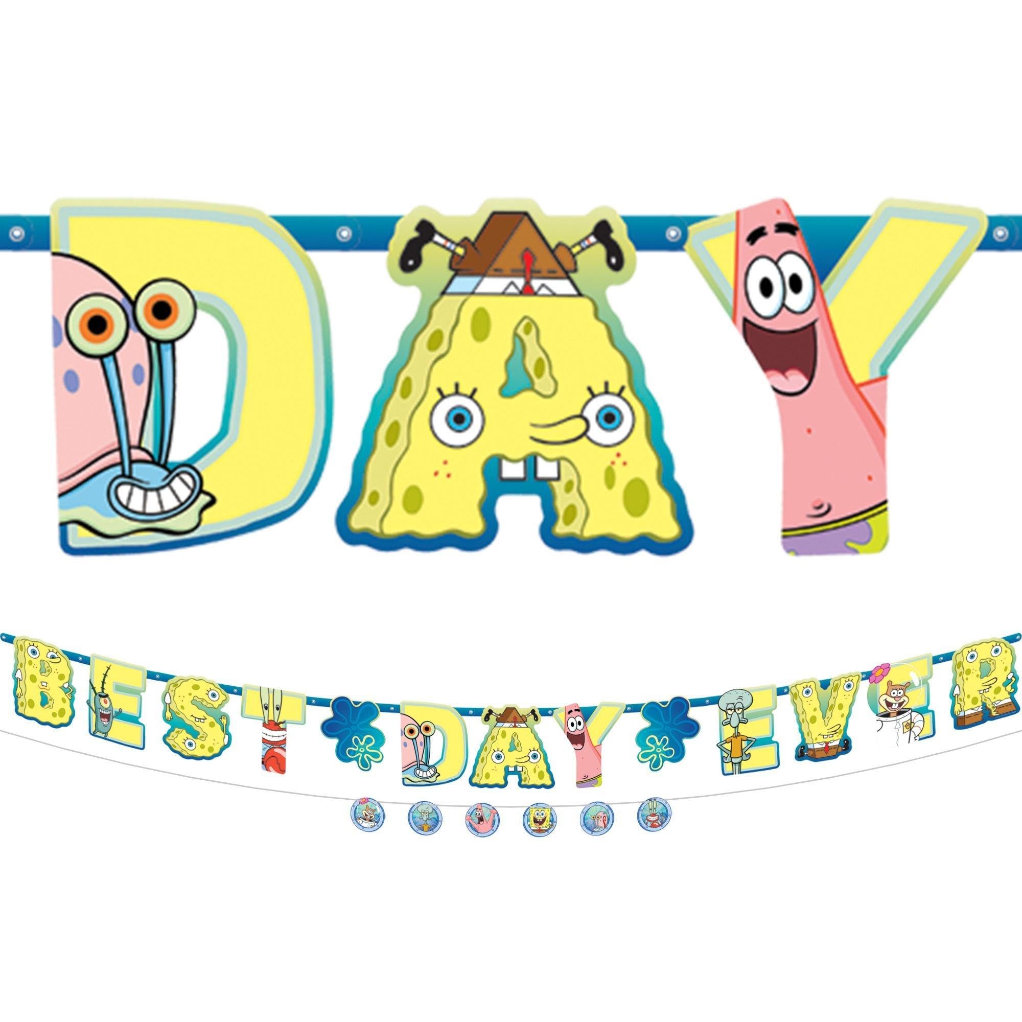 Kit De Pancartas Amscan Spongebob Best Day Ever Multicolor X 3 M - Venta Internacional.