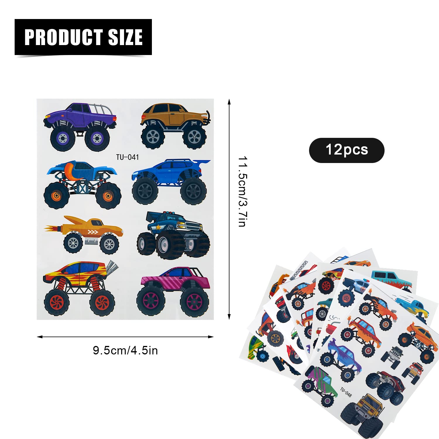 Foto 2 | Tatuajes Temporales Luter Monster Truck Para Niños (12 Unidades) - Venta Internacional.