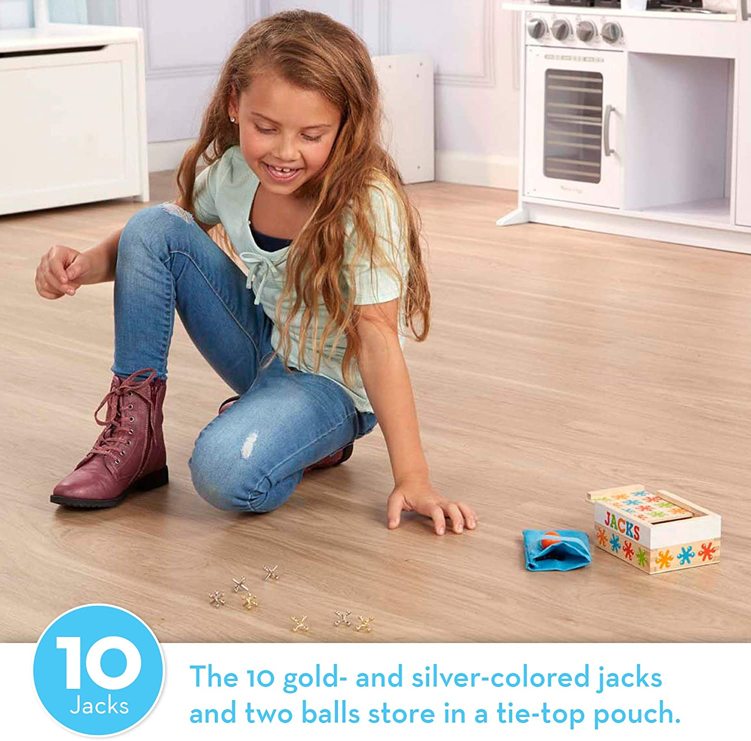 Foto 2 | Juego Melissa & Doug Jacks Con Caja De Almacenamiento De Mad - Venta Internacional.