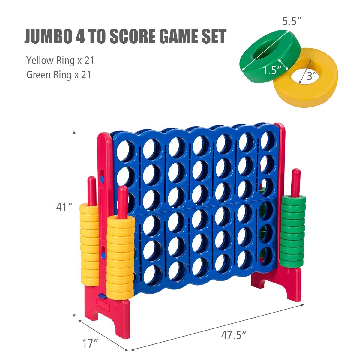 Foto 7 pulgar | Juego Gigante de 4 En Fila Costzon Jumbo con 4 Puntos para Niños y Adultos - Venta Internacional