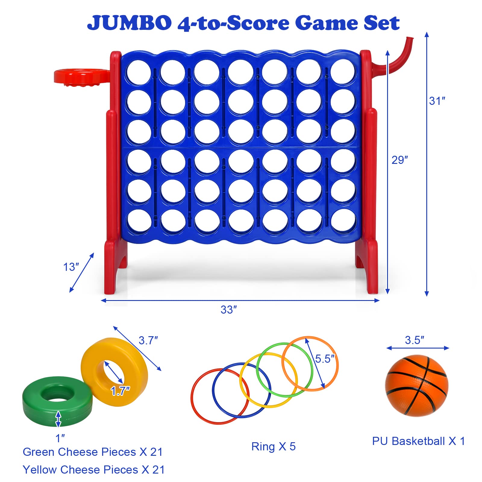 Foto 8 pulgar | Juego Gigante de 4 en Fila con Baloncesto - Costzon Jumbo