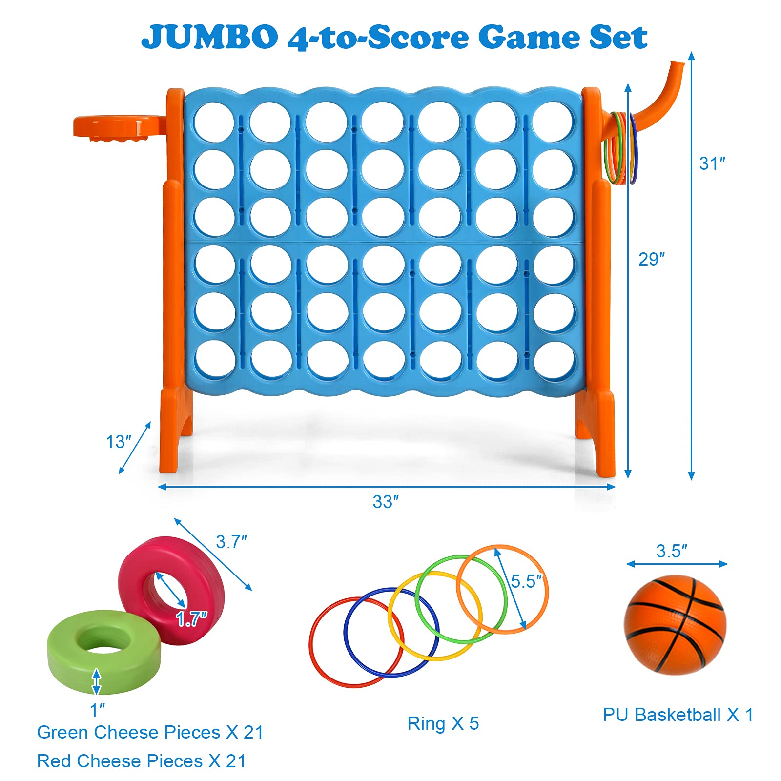 Foto 8 pulgar | Juego Gigante de 4 en Fila Costzon con Baloncesto - Divertido y Educativo