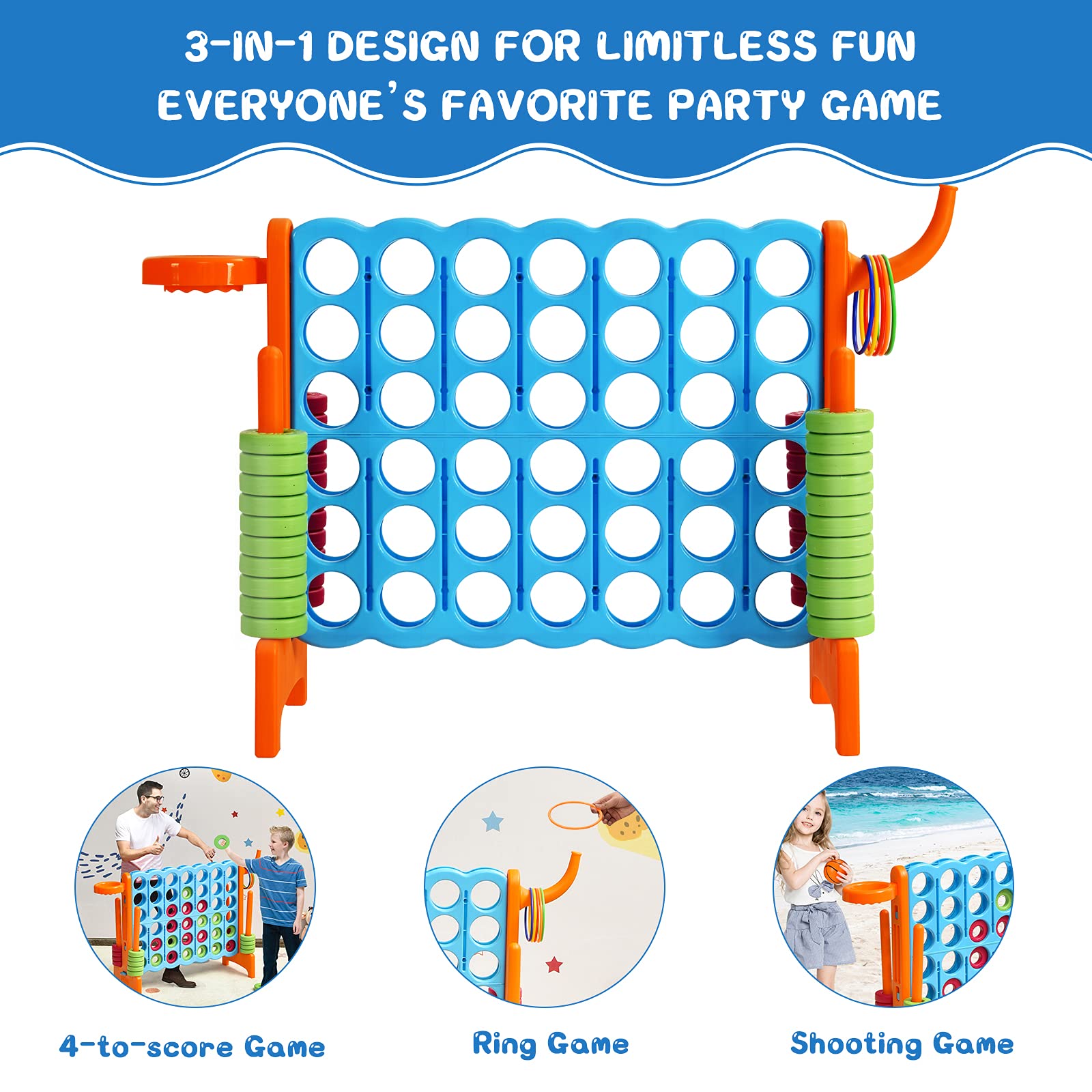 Foto 4 pulgar | Set De Juego Gigante Costway Jumbo 4 Para Anotar Con Aro De Baloncesto - Venta Internacional.
