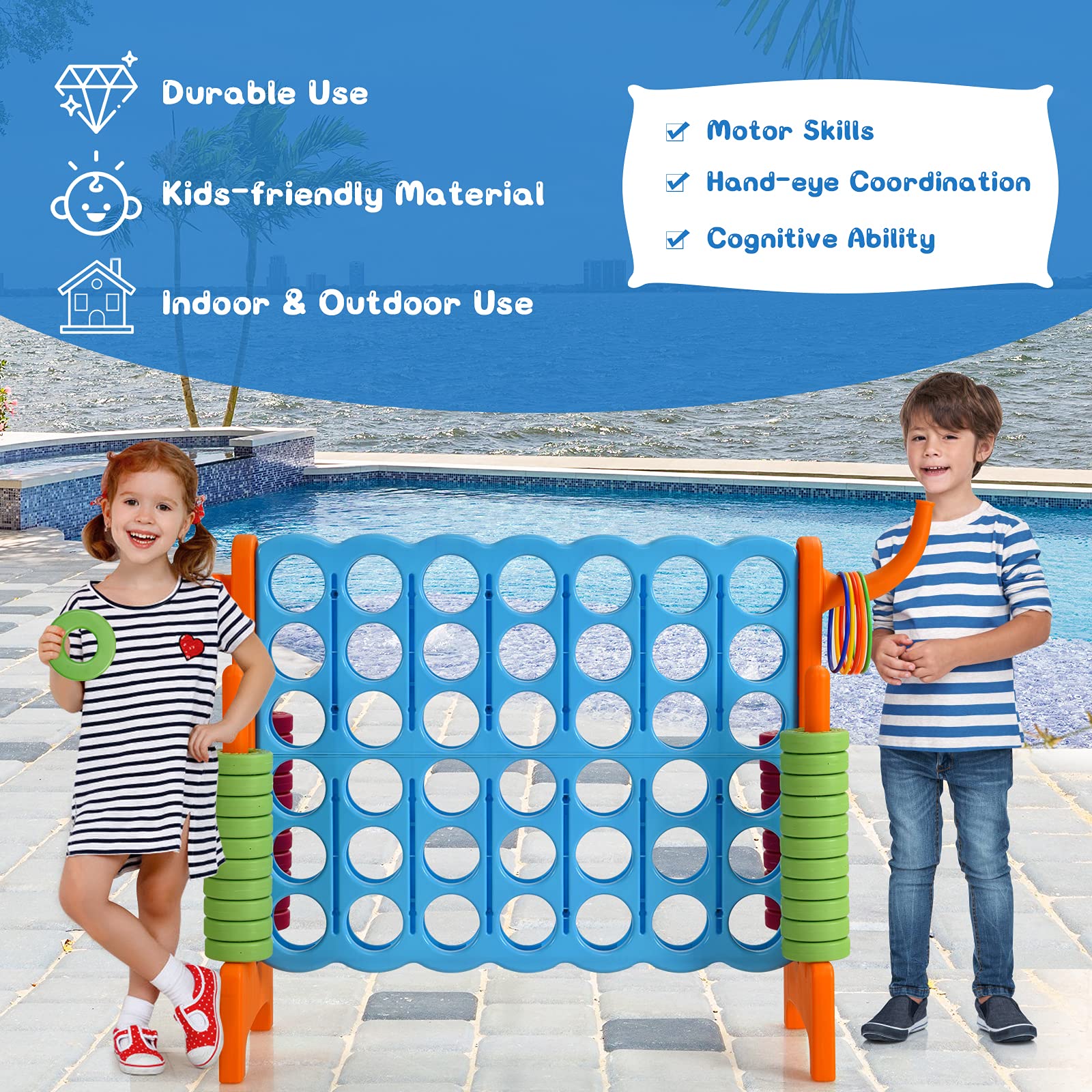 Foto 5 pulgar | Set De Juego Gigante Costway Jumbo 4 Para Anotar Con Aro De Baloncesto - Venta Internacional.