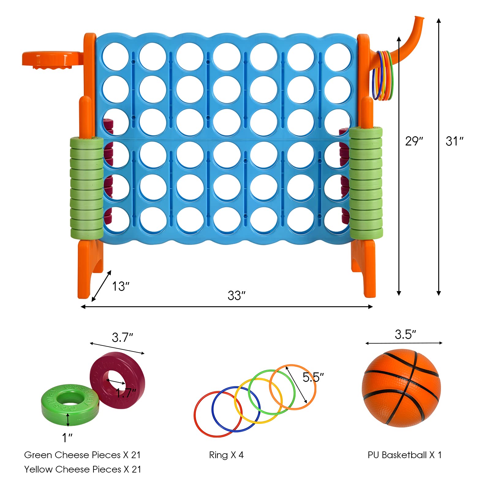 Foto 6 | Set De Juego Gigante Costway Jumbo 4 Para Anotar Con Aro De Baloncesto - Venta Internacional.