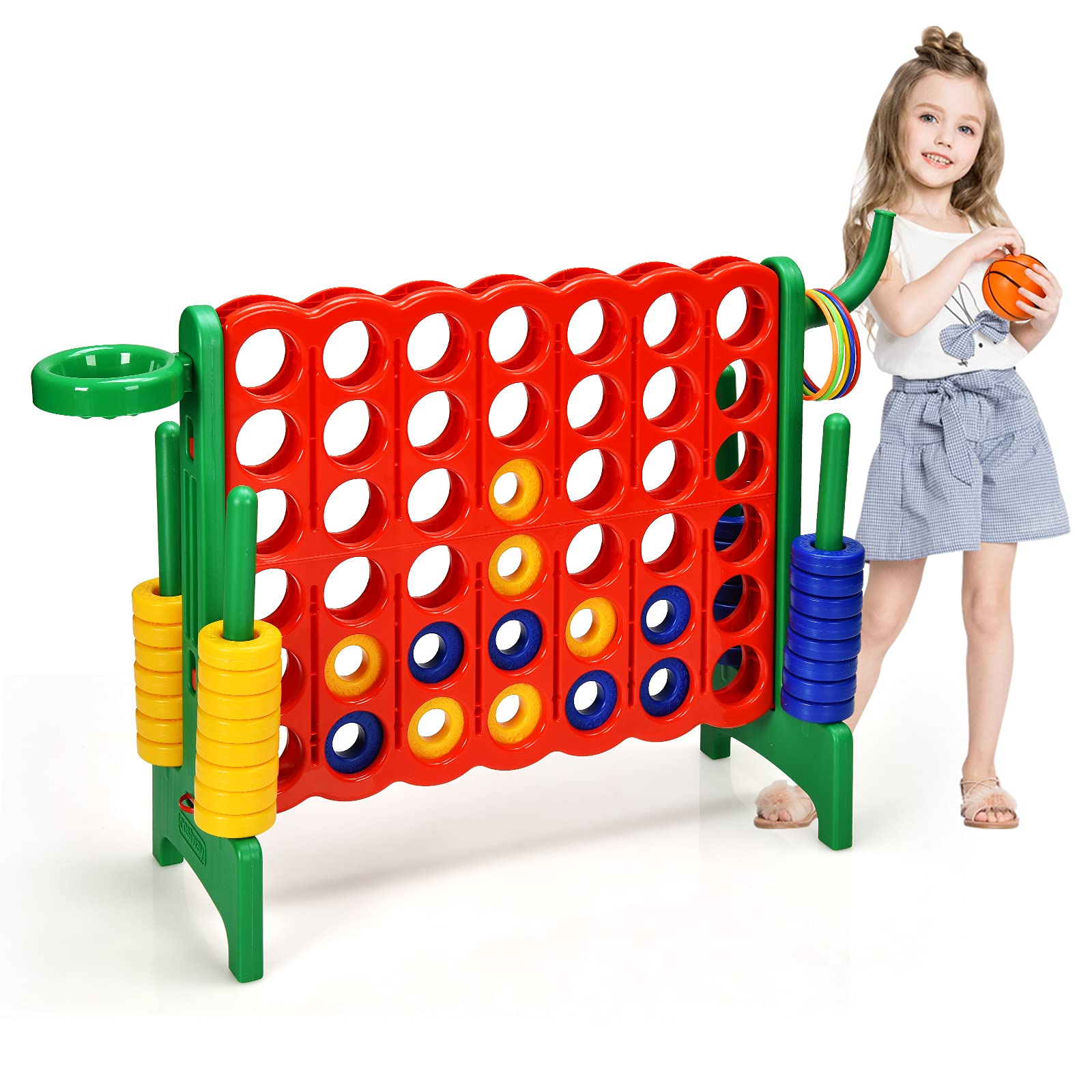 Foto 2 pulgar | Set De Juego Gigante Costway Jumbo 4 Para Anotar Con Aro De Baloncesto - Venta Internacional.