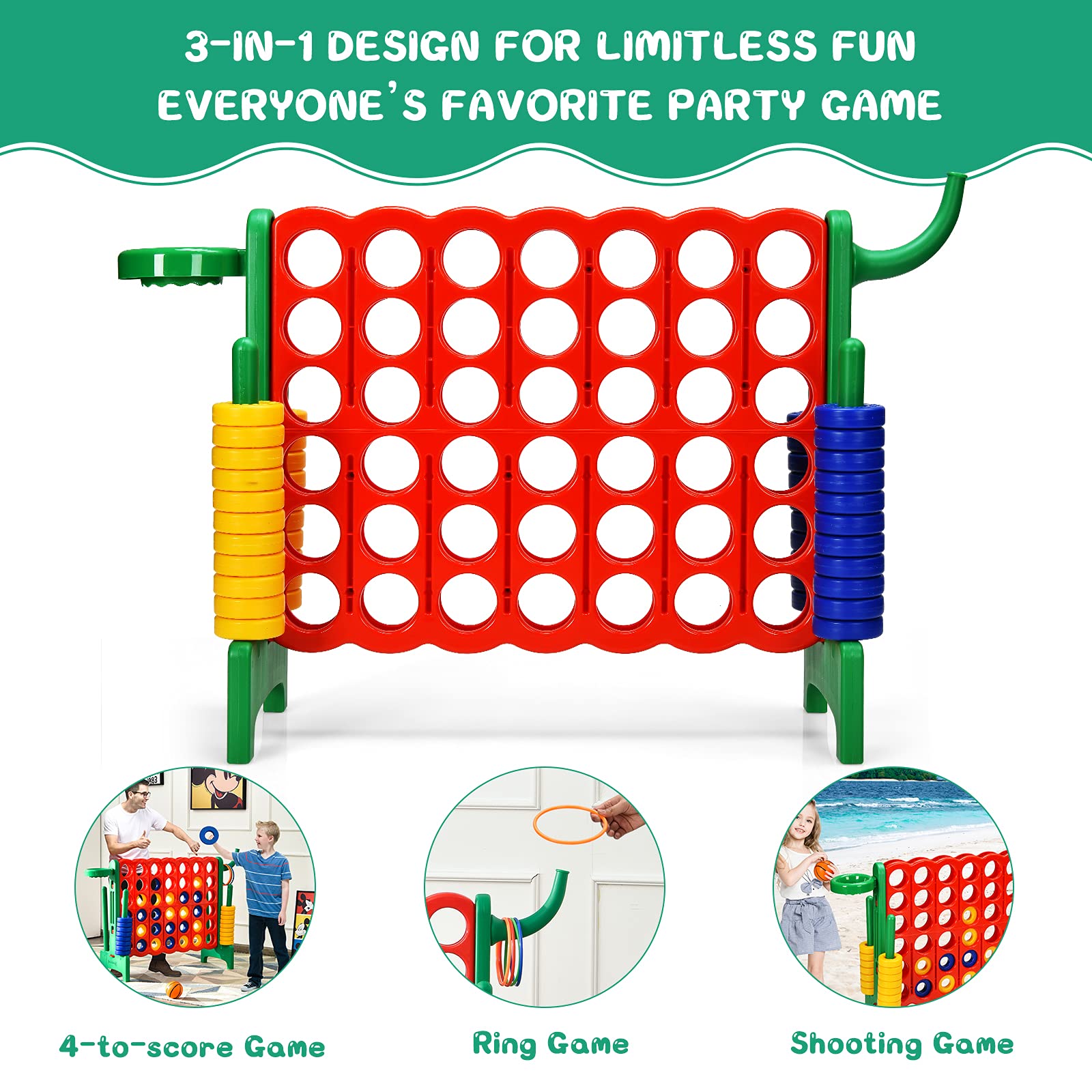 Foto 4 pulgar | Set De Juego Gigante Costway Jumbo 4 Para Anotar Con Aro De Baloncesto - Venta Internacional.