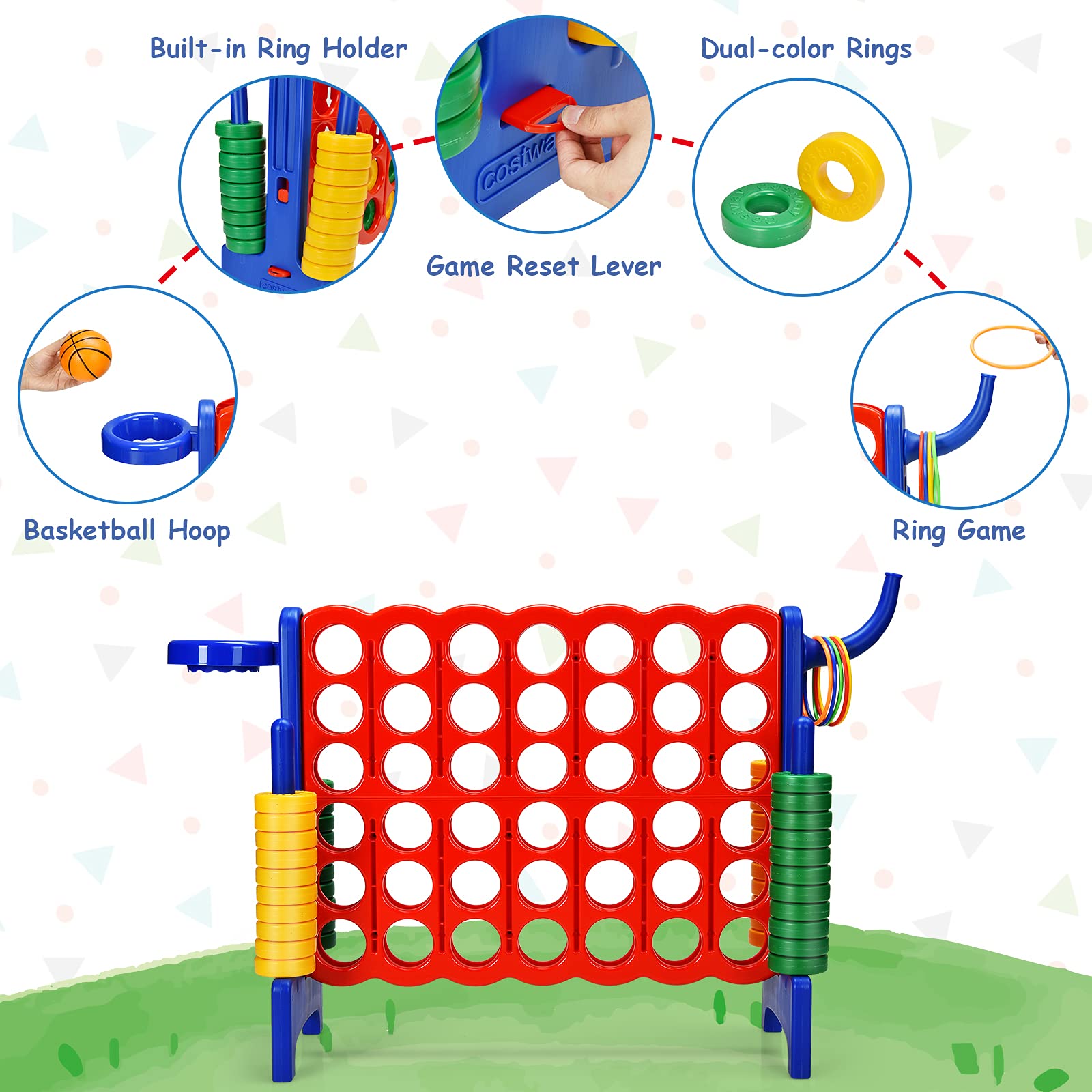Foto 4 pulgar | Set De Juego Gigante Costway Jumbo 4 Para Anotar Con Aro De Baloncesto - Venta Internacional.