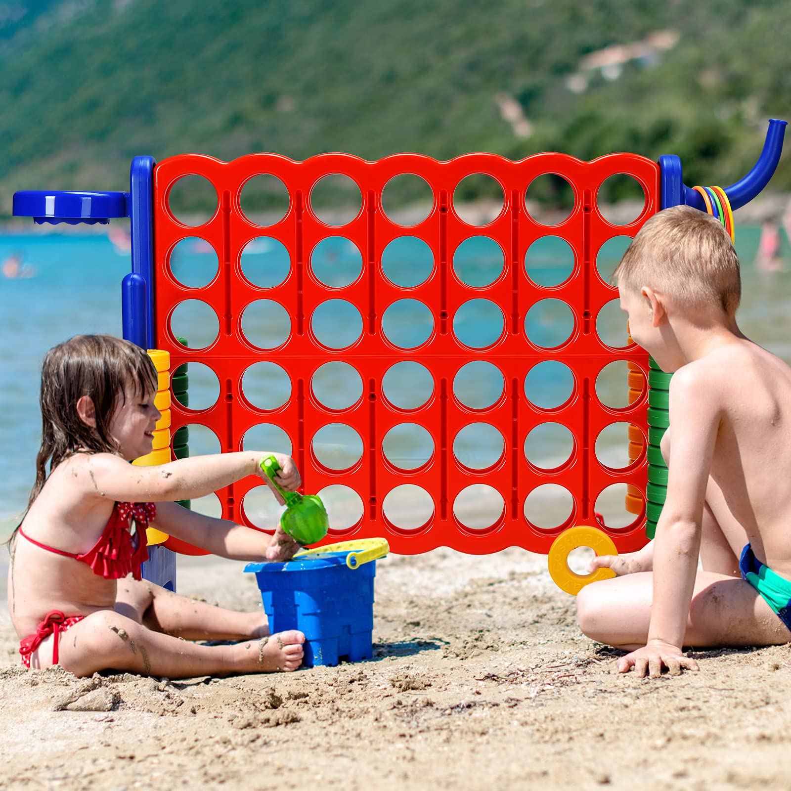 Foto 7 | Set De Juego Gigante Costway Jumbo 4 Para Anotar Con Aro De Baloncesto - Venta Internacional.