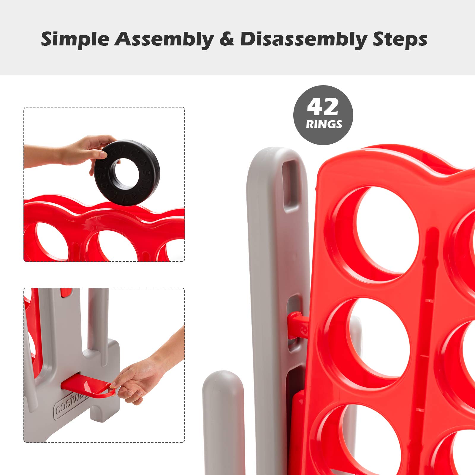 Foto 6 pulgar | Juego Gigante Costway Jumbo De 4 Puntos Con 42 Anillos Gigantes - Venta Internacional.