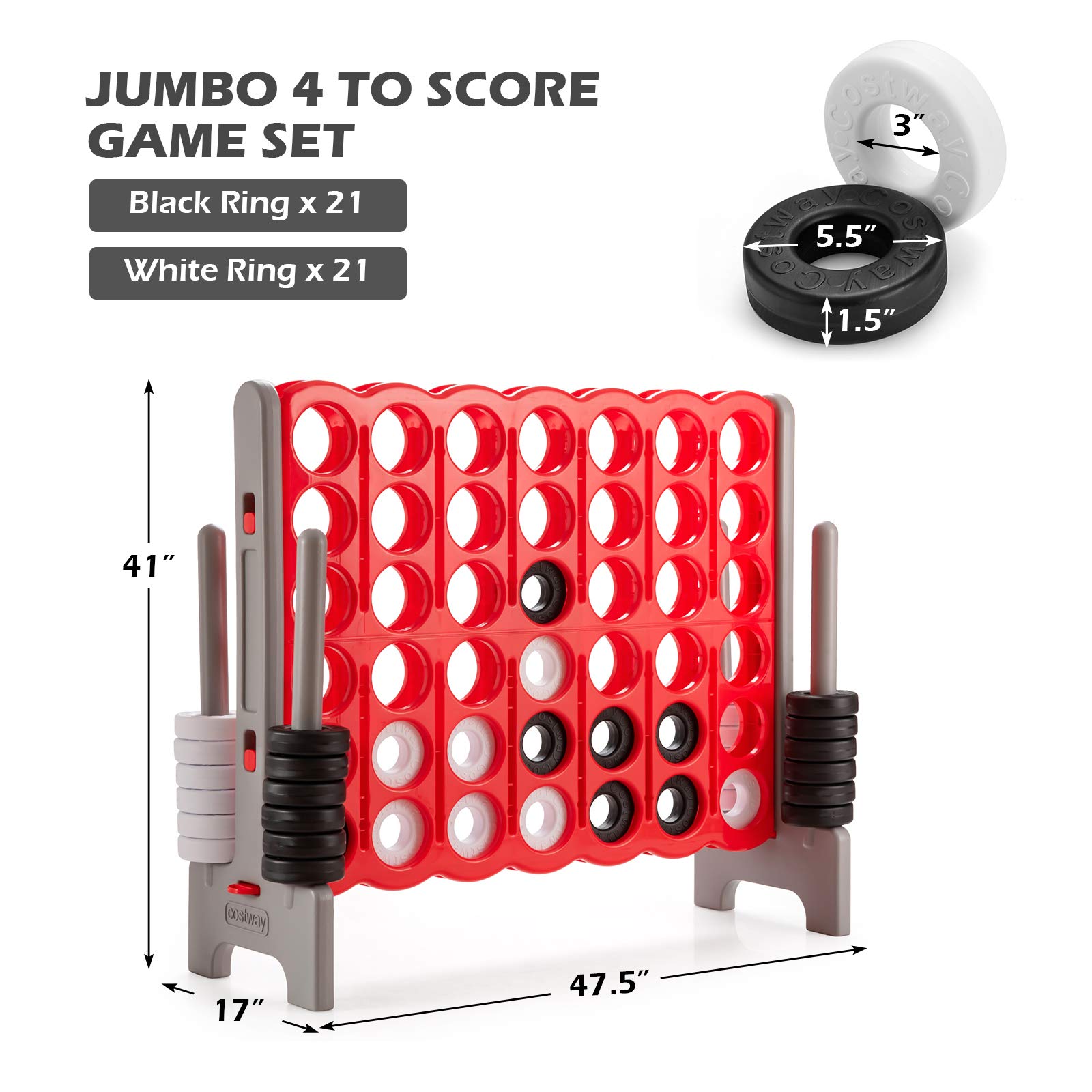 Foto 7 pulgar | Juego Gigante Costway Jumbo De 4 Puntos Con 42 Anillos Gigantes - Venta Internacional.