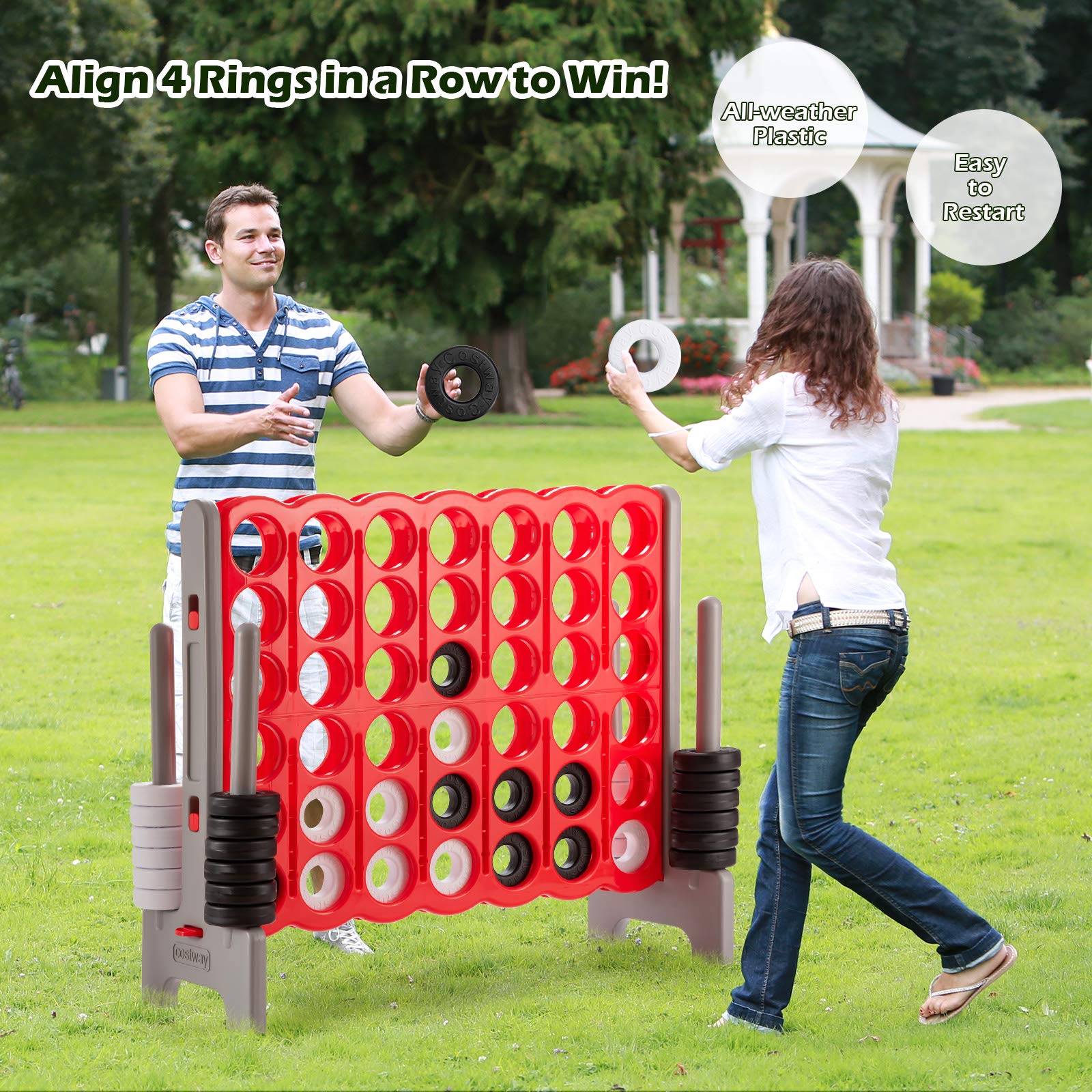 Foto 8 pulgar | Juego Gigante Costway Jumbo De 4 Puntos Con 42 Anillos Gigantes - Venta Internacional.