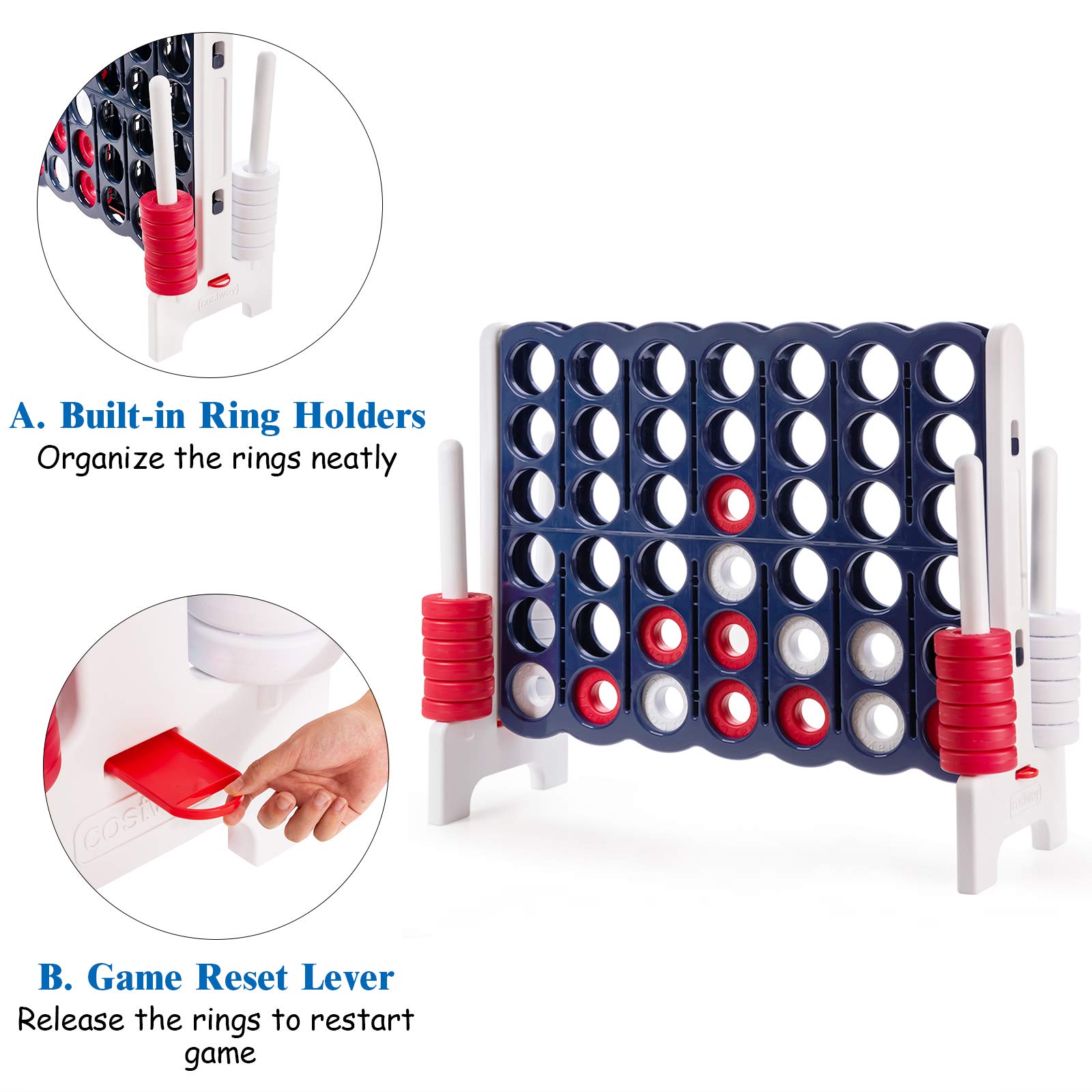 Foto 5 pulgar | Juego Gigante Costway Jumbo De 4 Puntos Con 42 Anillos Gigantes - Venta Internacional.