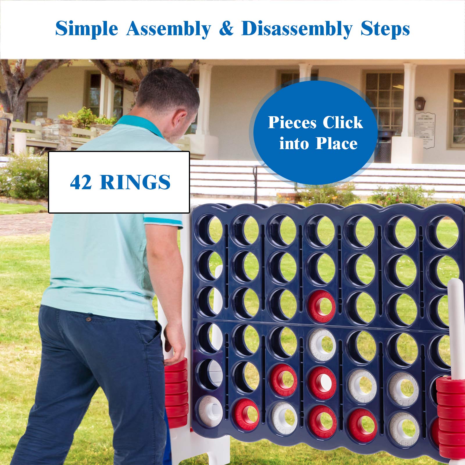 Foto 6 pulgar | Juego Gigante Costway Jumbo De 4 Puntos Con 42 Anillos Gigantes - Venta Internacional.