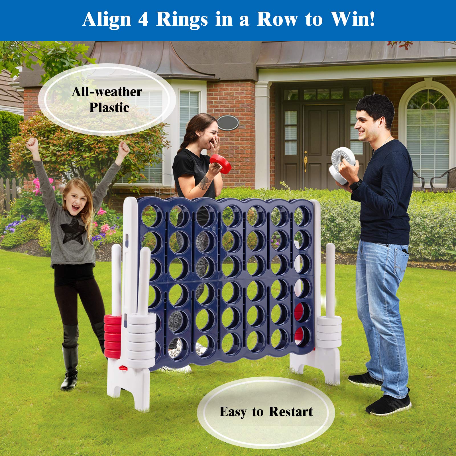 Foto 6 | Juego Gigante Costway Jumbo De 4 Puntos Con 42 Anillos Gigantes - Venta Internacional.
