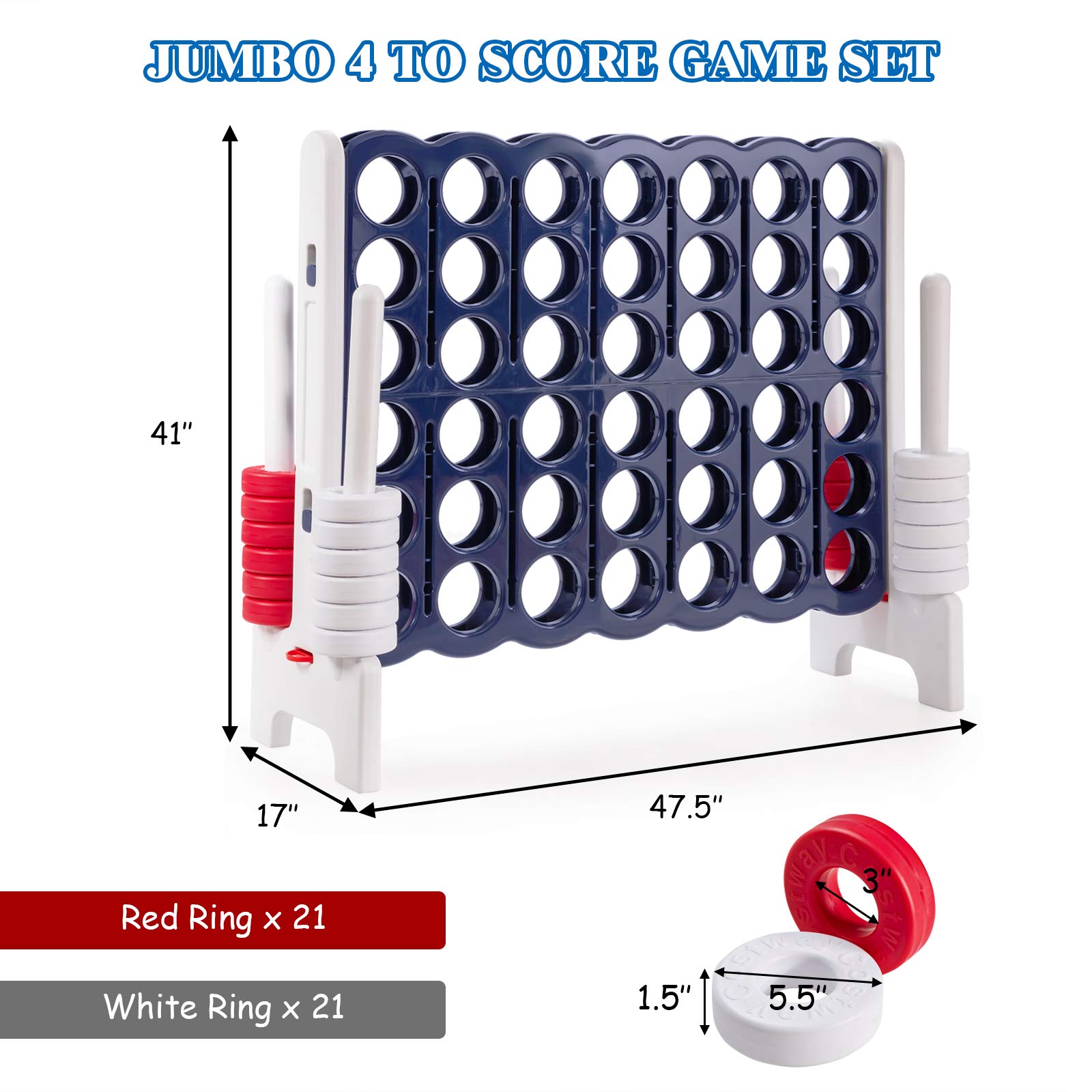 Foto 8 pulgar | Juego Gigante Costway Jumbo De 4 Puntos Con 42 Anillos Gigantes - Venta Internacional.