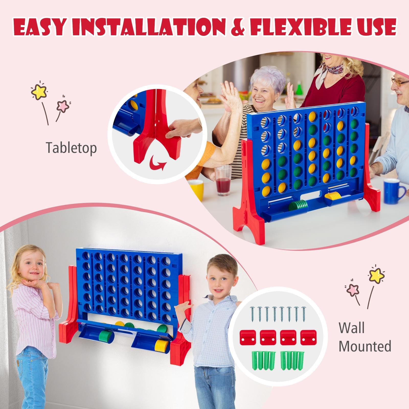 Foto 3 pulgar | Giant 4 In A Row Connect Game Costzon 2 En 1 Jumbo 4 Para Anotar - Venta Internacional.