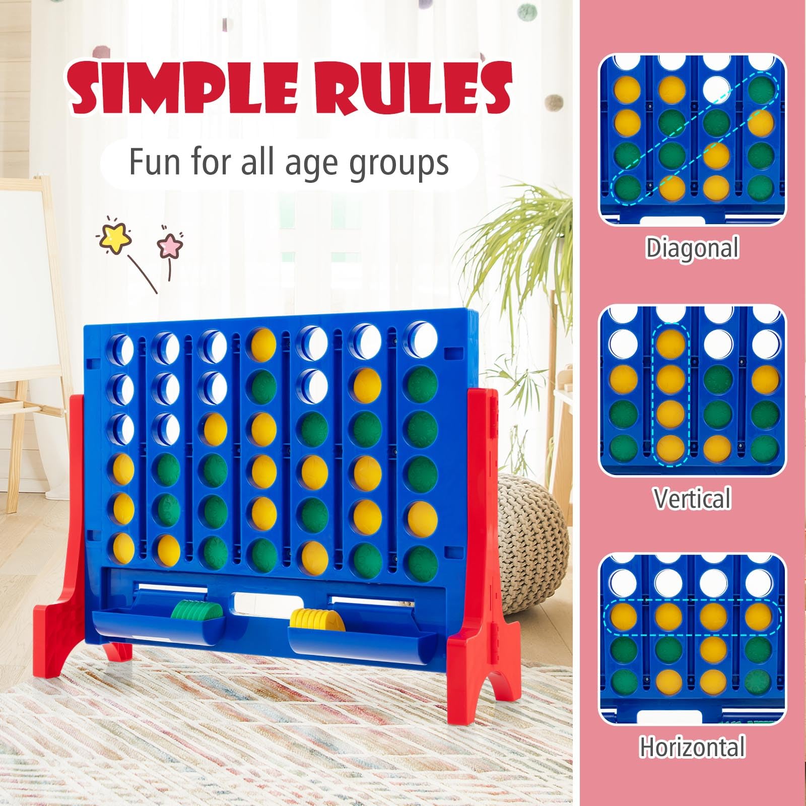Foto 4 pulgar | Giant 4 In A Row Connect Game Costzon 2 En 1 Jumbo 4 Para Anotar - Venta Internacional.