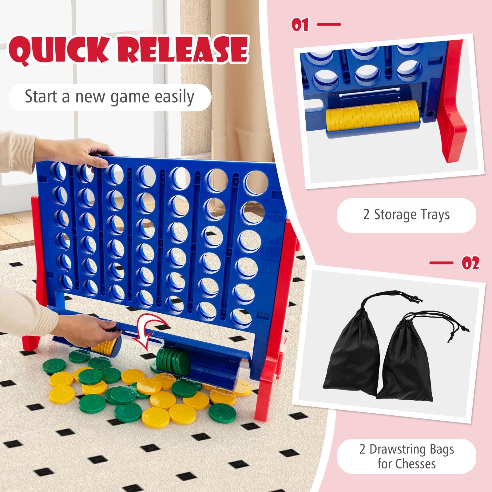 Foto 6 pulgar | Giant 4 In A Row Connect Game Costzon 2 En 1 Jumbo 4 Para Anotar - Venta Internacional.