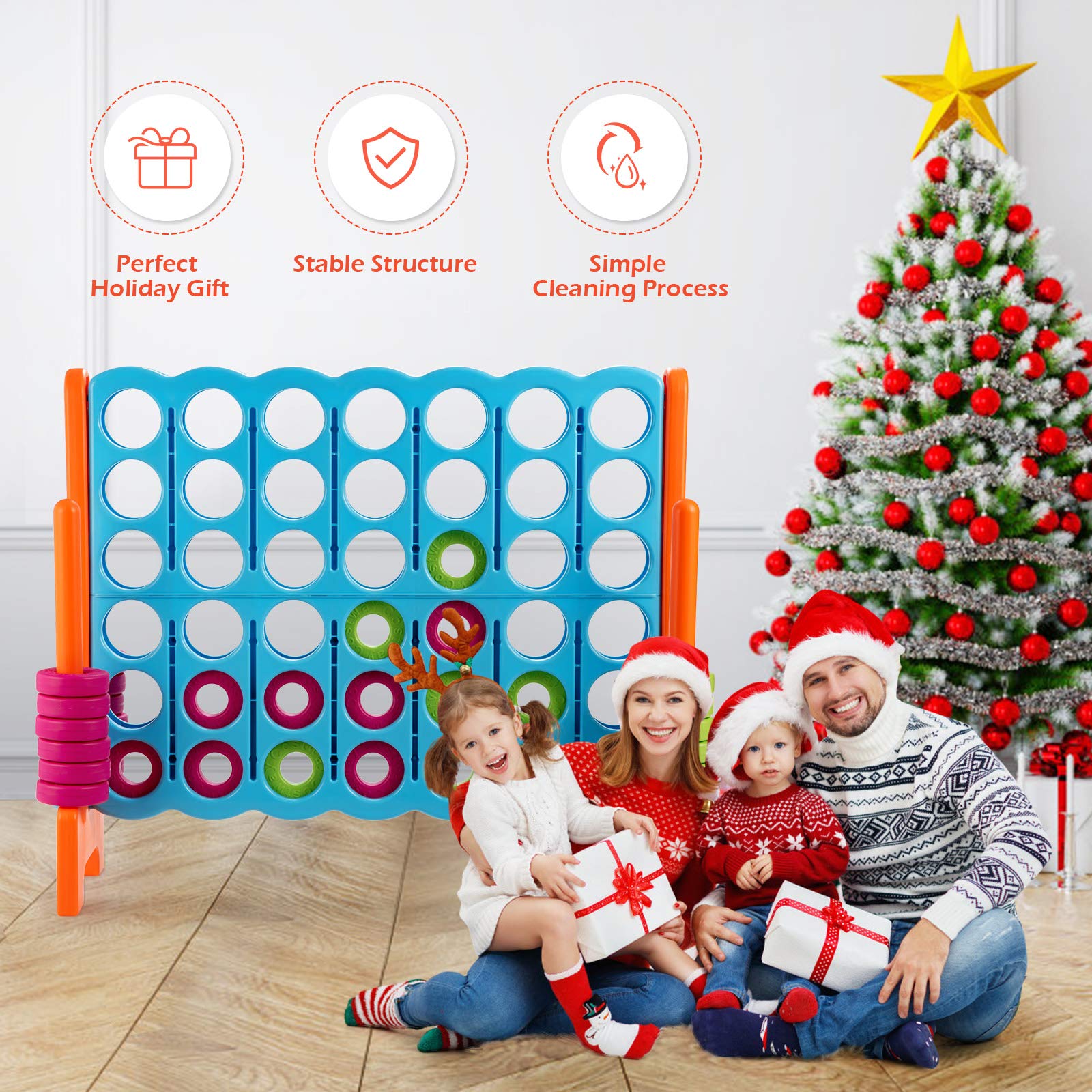 Foto 3 pulgar | Juego Gigante Costway Jumbo De 4 Puntos Con 42 Anillos Gigantes - Venta Internacional.