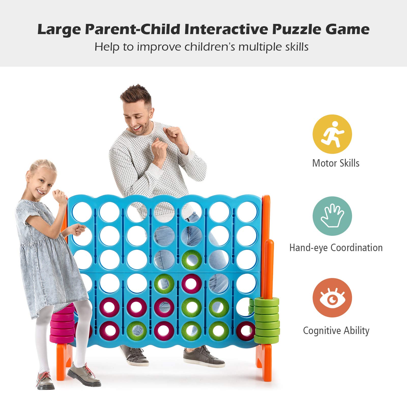 Foto 3 | Juego Gigante Costway Jumbo De 4 Puntos Con 42 Anillos Gigantes - Venta Internacional.