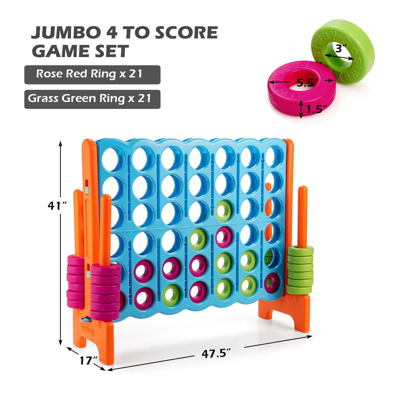 Foto 7 pulgar | Juego Gigante Costway Jumbo De 4 Puntos Con 42 Anillos Gigantes - Venta Internacional.