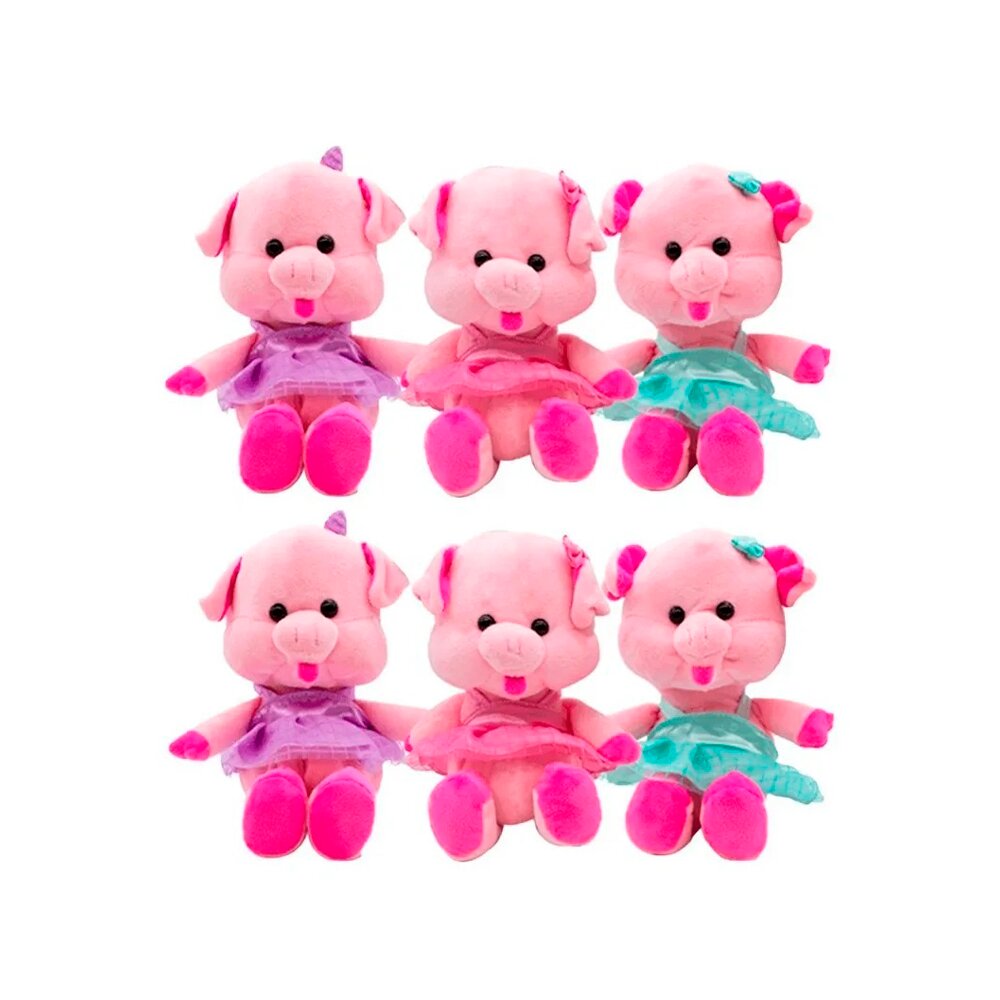 Foto 2 pulgar | Peluches Cerditas Bailarinas Tiernas color Rosa de Tela Ultra Suave Paquete 6 Piezas