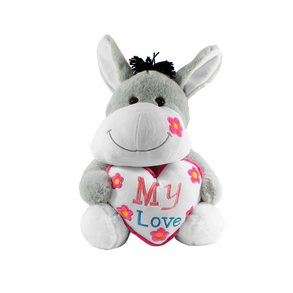 Foto 2 pulgar | Peluche Burrito Enamorado San Valentín color Gris de Tela Ultra Suave Hipoalergénico