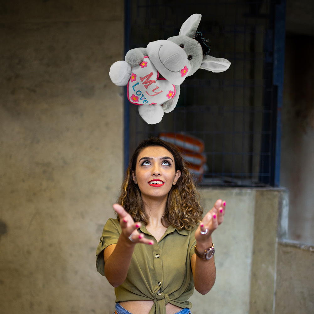 Foto 4 pulgar | Peluche Burrito Enamorado San Valentín color Gris de Tela Ultra Suave Hipoalergénico