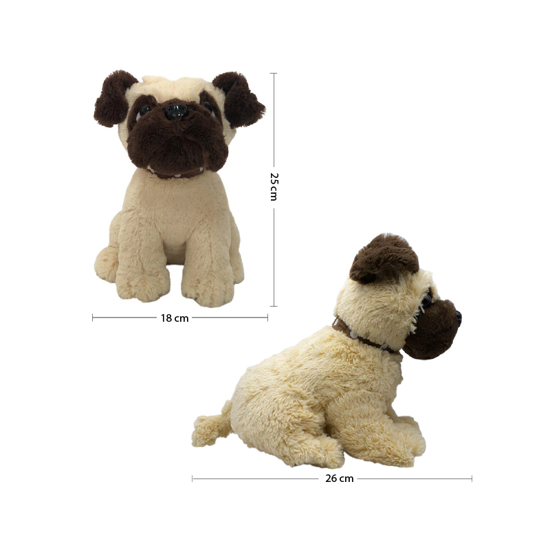 Foto 4 pulgar | Peluche Linzy Toys Perro Pug Cachorro Mediano 25 Cm Tela Suave Hipoalergénica