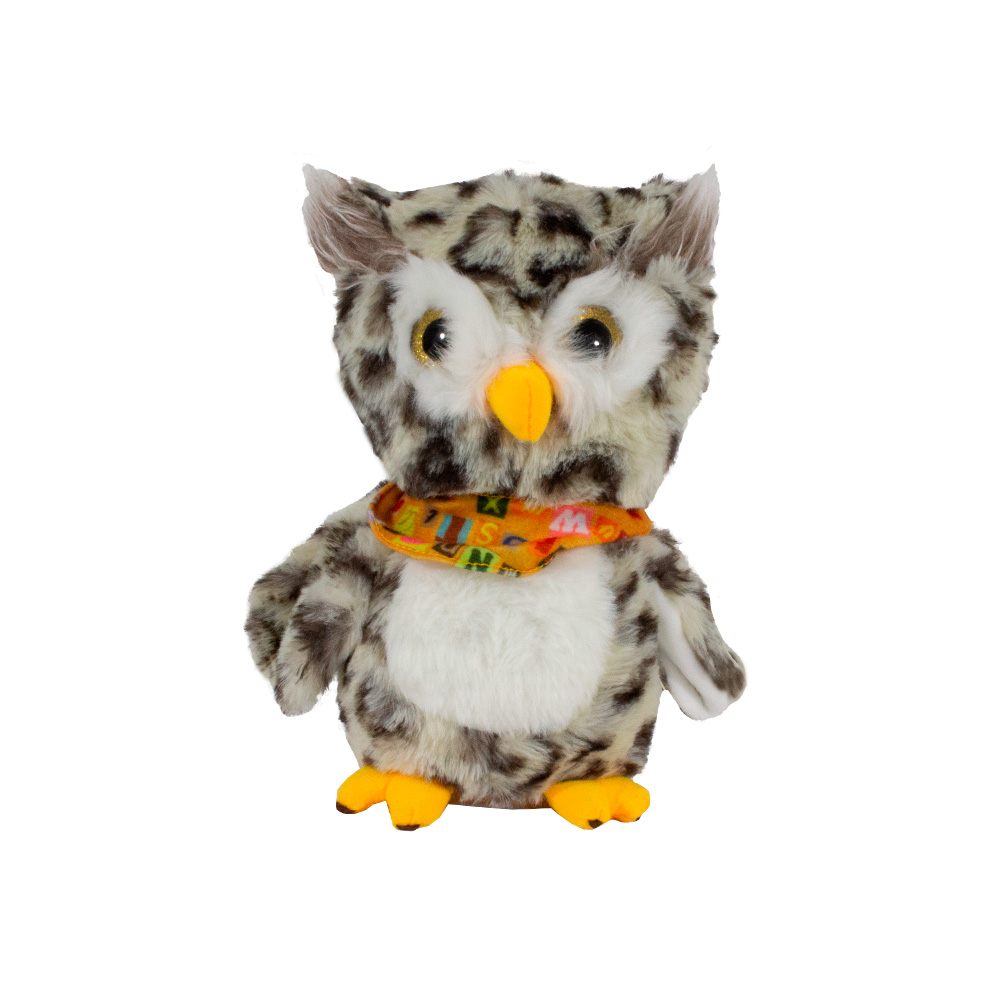 Peluche de Búho Importadora La Merced Musical Con Luces Imita Sonidos Y Graba Tela Hipoalergénica Resistente color Bei