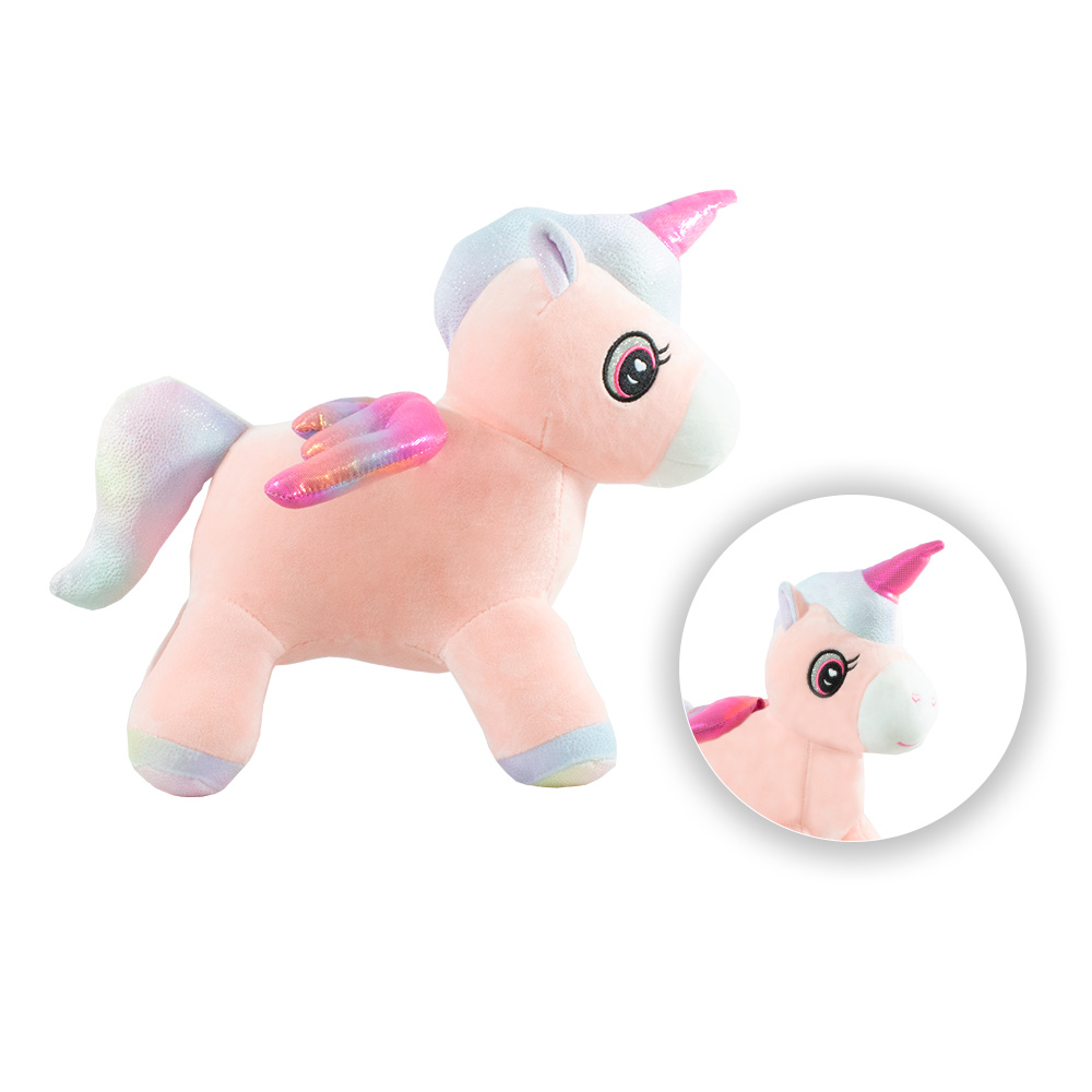 Foto 3 pulgar | Peluche de Unicornio Importadora La Merced color Rosa Alitas y Cuerno Metálico de Felpa Suave