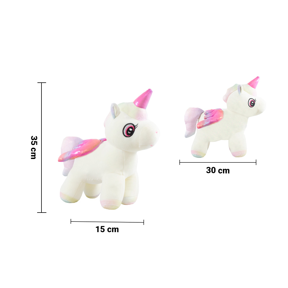 Foto 3 pulgar | Peluche de Unicornio Importadora La Merced color Blanco Alitas y Cuerno Metálico de Felpa Suave