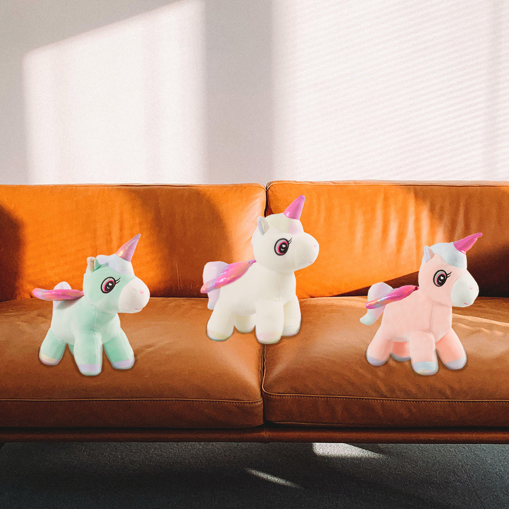 Foto 4 pulgar | Peluche de Unicornio Importadora La Merced color Blanco Alitas y Cuerno Metálico de Felpa Suave