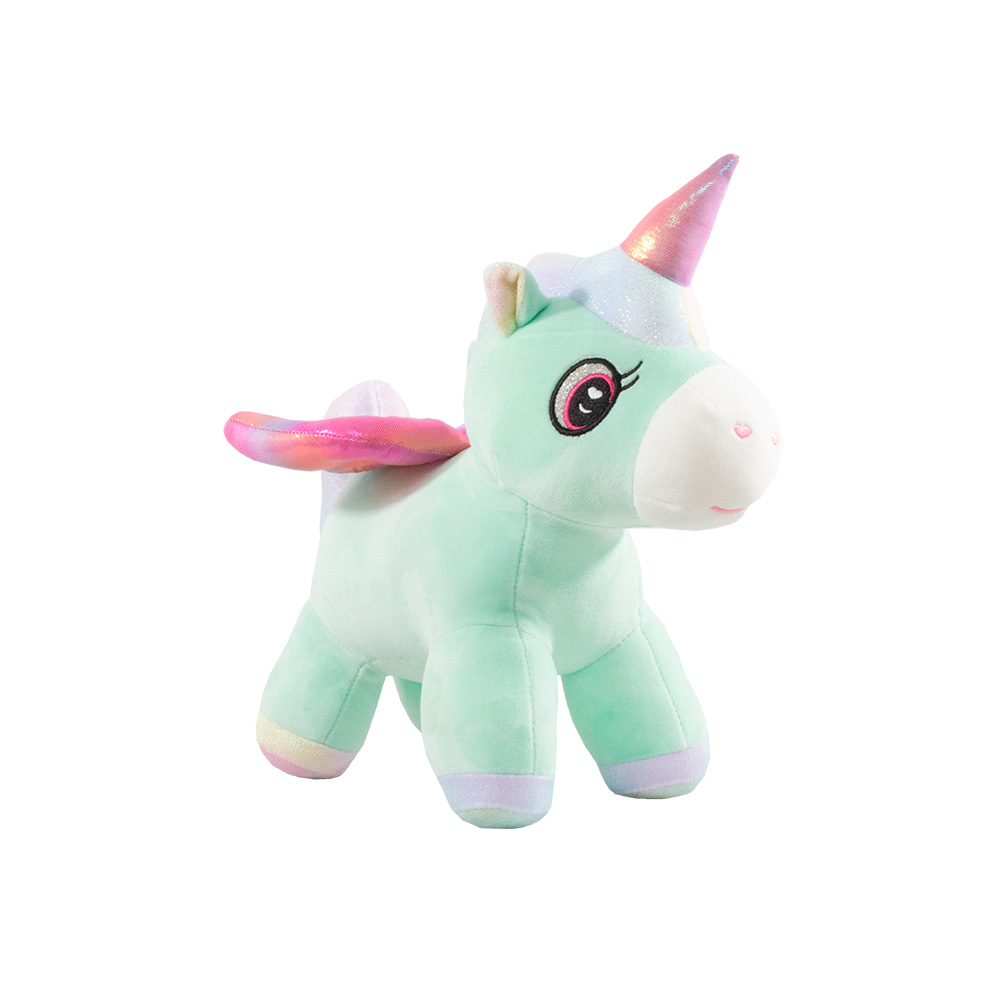 Foto 2 pulgar | Peluche de Unicornio Importadora La Merced color Verde Alitas y Cuerno Metálico de Felpa Suave