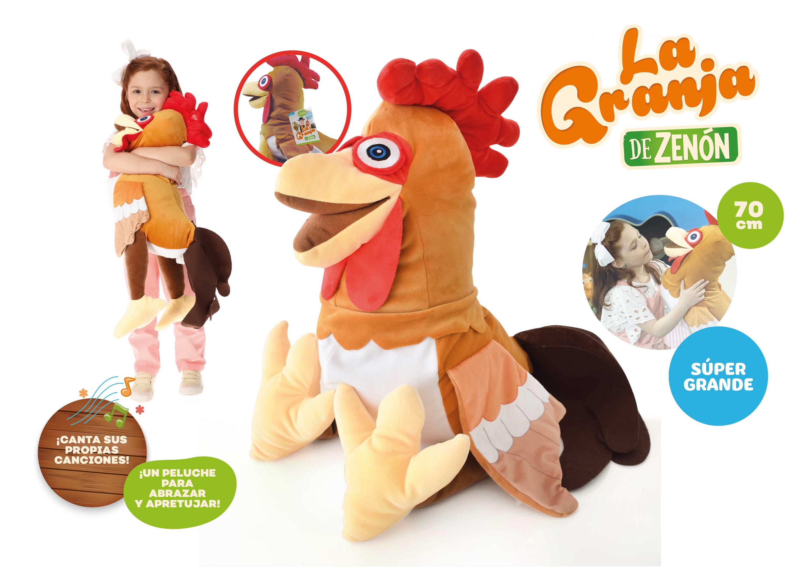 Foto 4 pulgar | La Granja de Zenón Peluche Musical Abrazable de 70 cm Bartolito