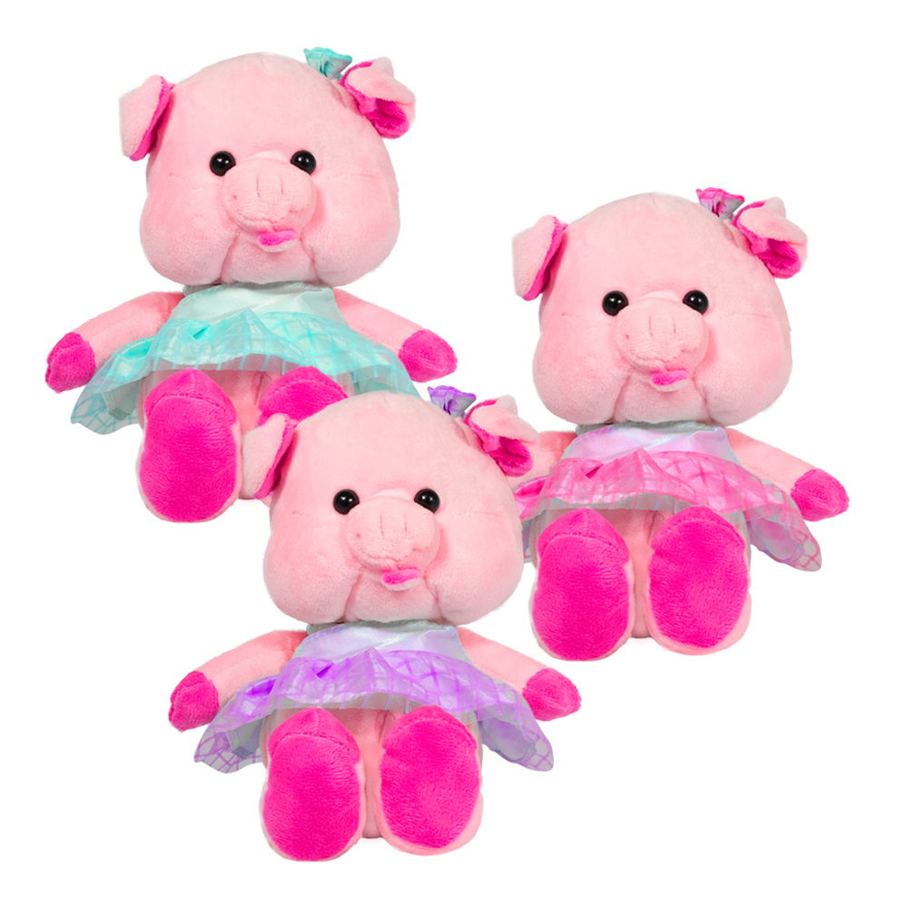 Peluche De Puerquito Cochinitas Bailarinas Pack 3 Piezas Suave Hipoalergénica