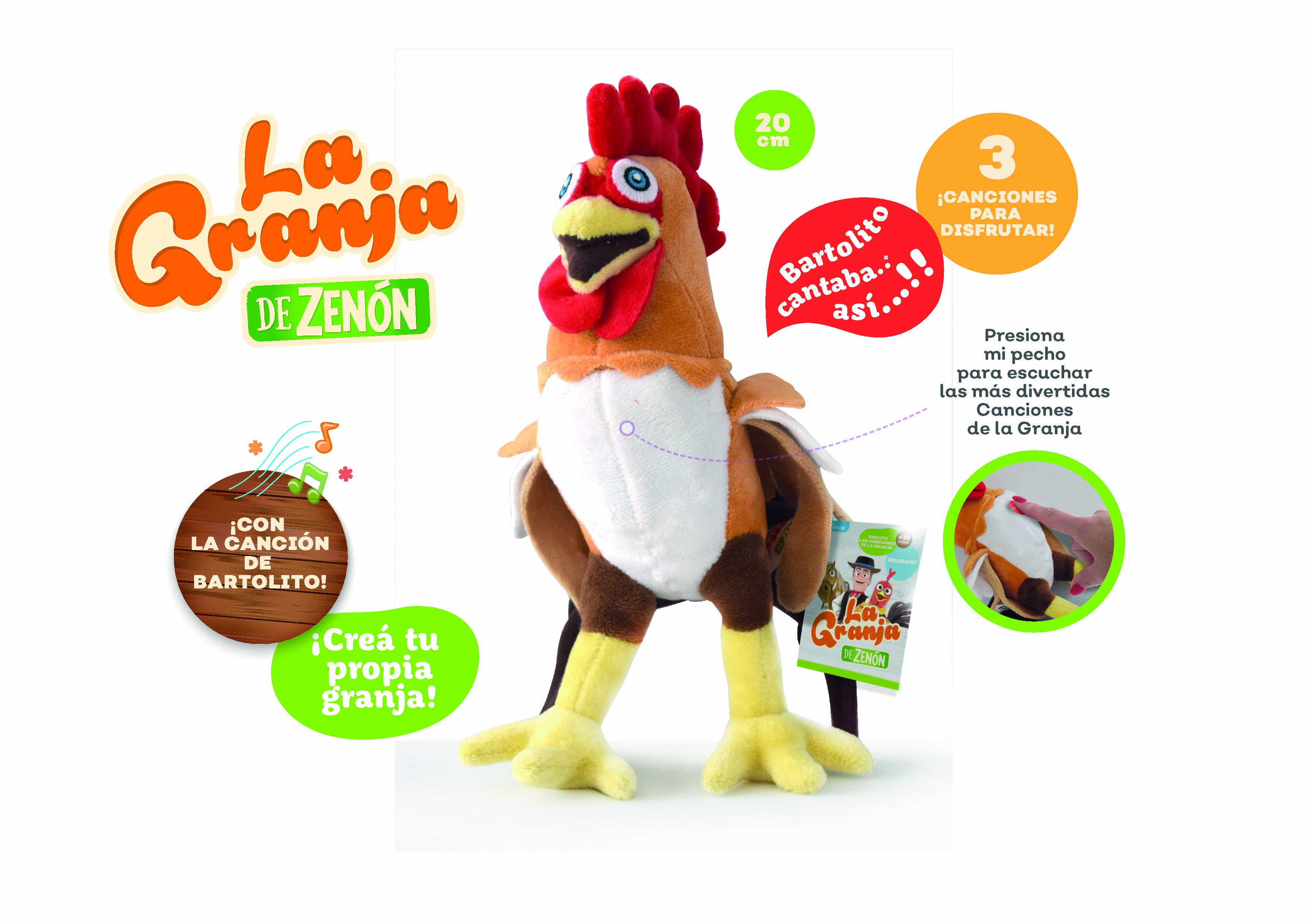 Foto 4 pulgar | Peluche Musical La Granja De Zenón Gallo Bartolito de 20cm
