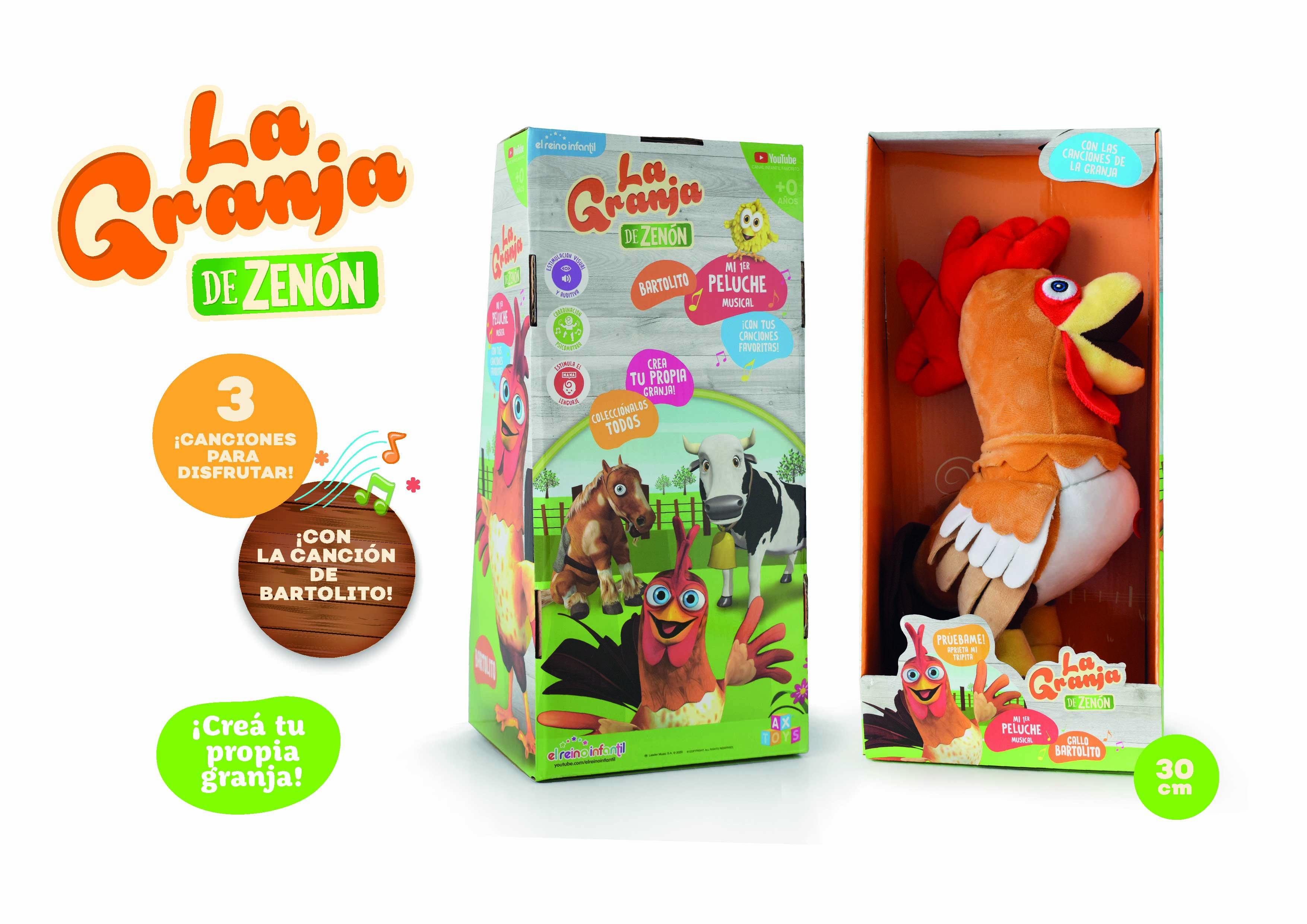 Foto 4 pulgar | La Granja De Zenon Peluche Musical Gallo Bartolito De 30cm