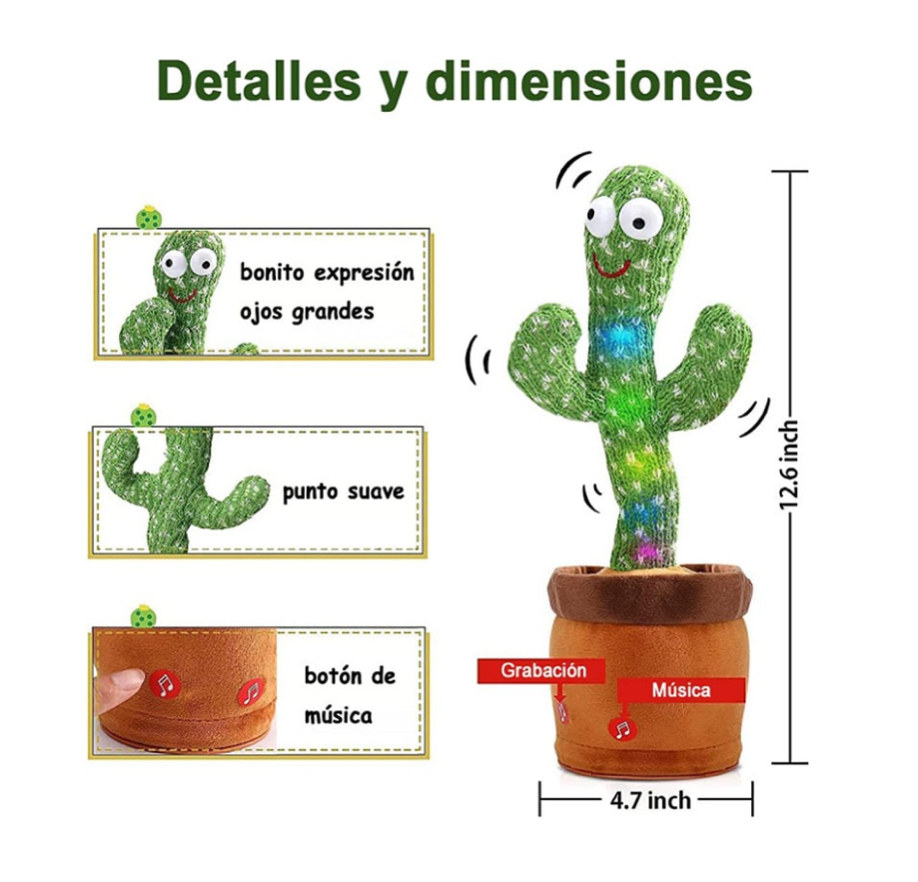 Foto 4 pulgar | Cactus Bailarín 120 Canciones En Español Juguete De Peluches