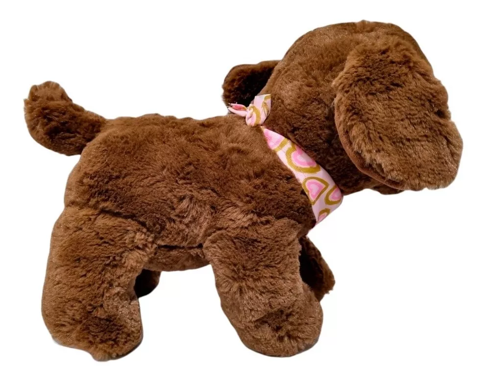 Foto 4 pulgar | Perro de Peluche Paluchería color Marrón Perrito Amoroso con Bandana Corazones 30 CM