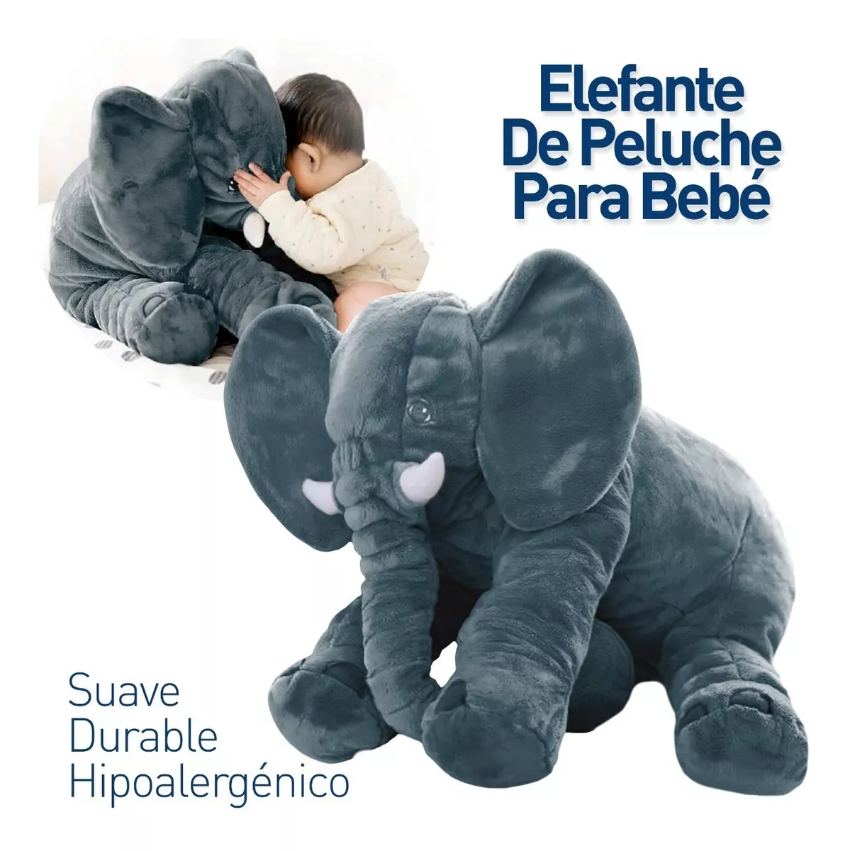 Foto 3 pulgar | Peluche Belug de Elefante color Gris