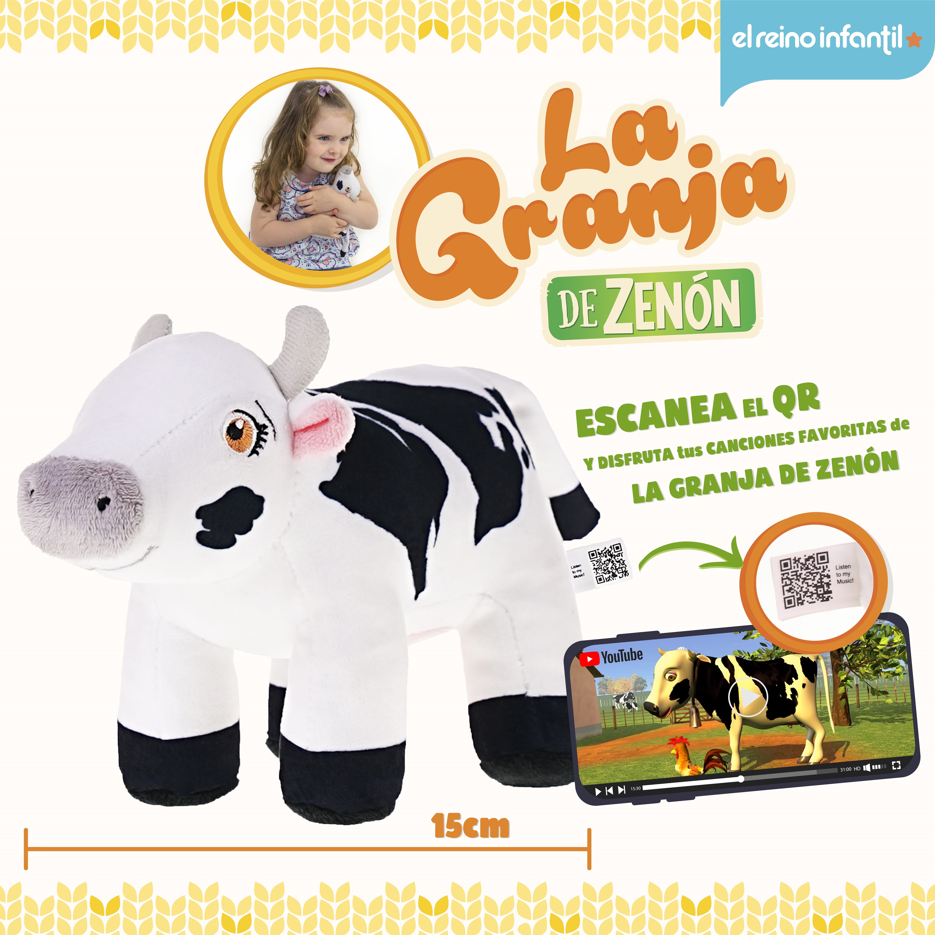 Foto 4 pulgar | Peluche La Granja de Zenón Vaca Lola Mis Primeros Pasos de 15 CM