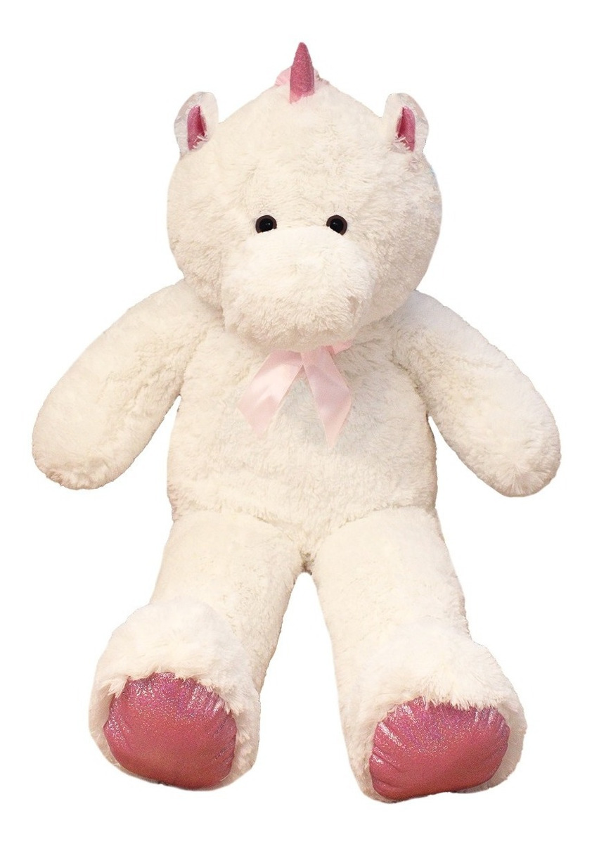 Oso De Peluche 1.10 Metros Grande Gigante Jumbo Pelucheria, Unicornio, Blanco