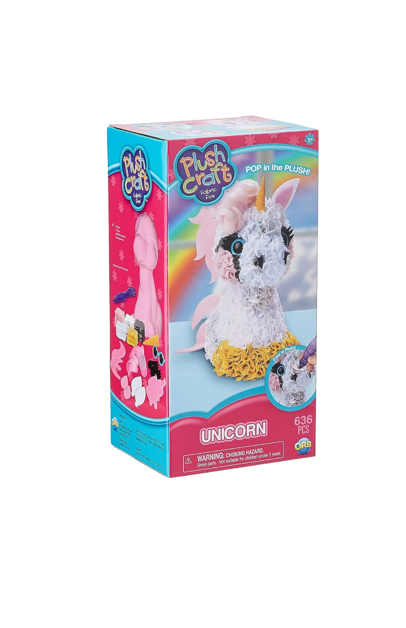 Unicornio 3D de Peluche The Orb Factory Limited 10027964, 5 x 4 x 10 pulgadas, Rosa/Blanco/Amarillo/Gris