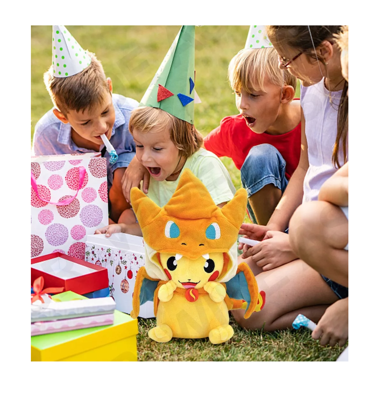 Foto 3 pulgar | Peluche Pikachu Pokemon Charizard 23 cm con Gorra Naranja