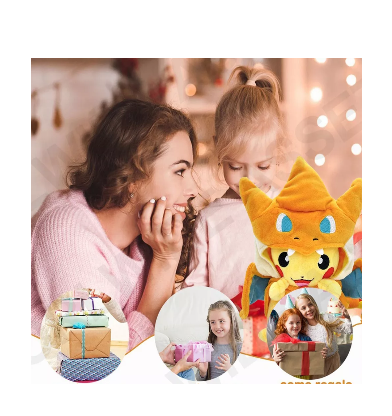 Foto 4 pulgar | Peluche Pikachu Pokemon Charizard 23 cm con Gorra Naranja