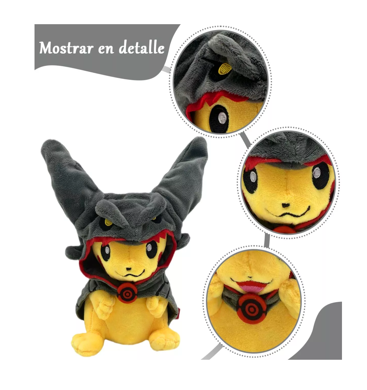 Foto 5 pulgar | Peluche Pikachu Pokémon Charizard 23cm con Gorro Negro