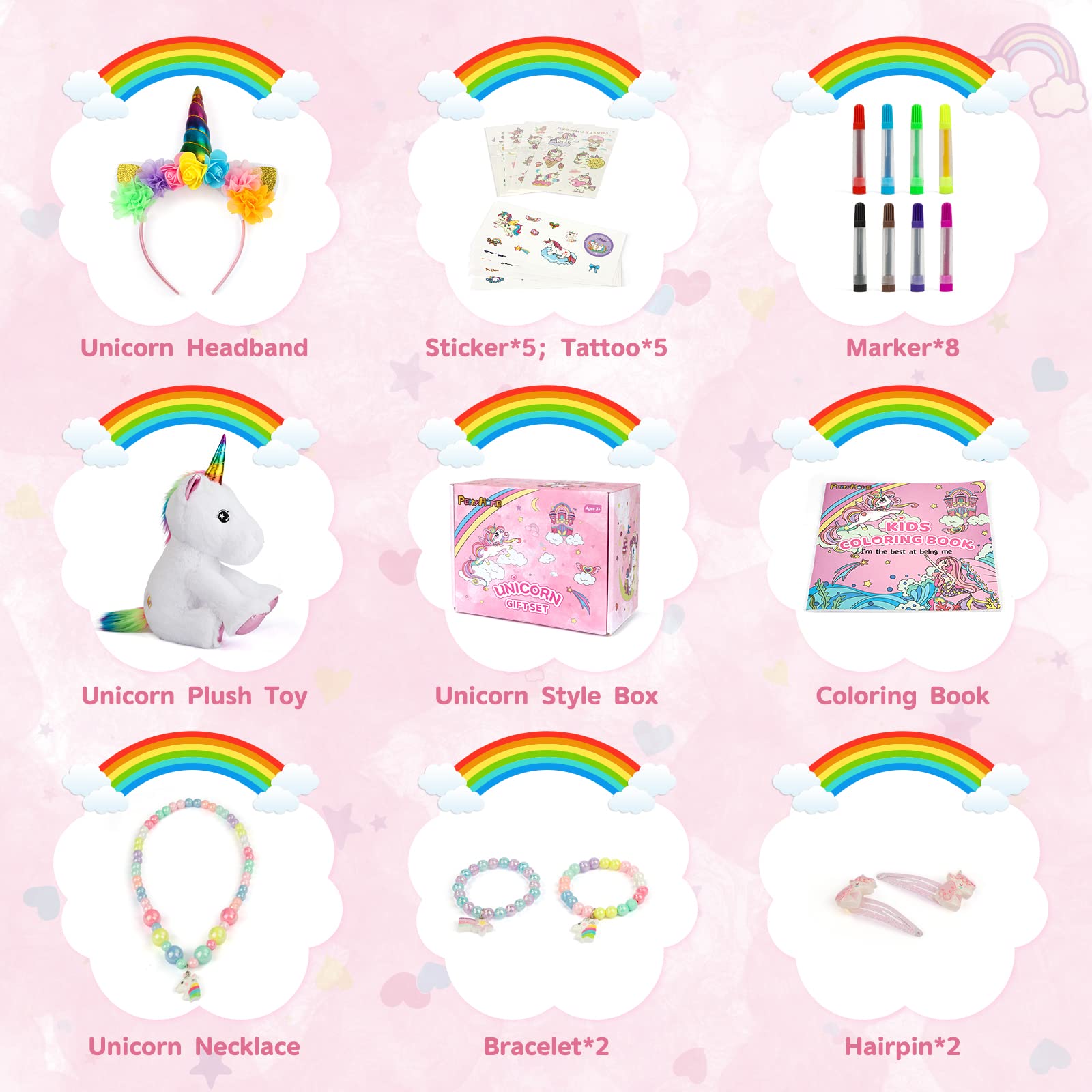 Foto 3 pulgar | Venta Internacional - Set De Regalo Perryhome Unicorn Para Niñas Con Peluche, Libro Para Colorear