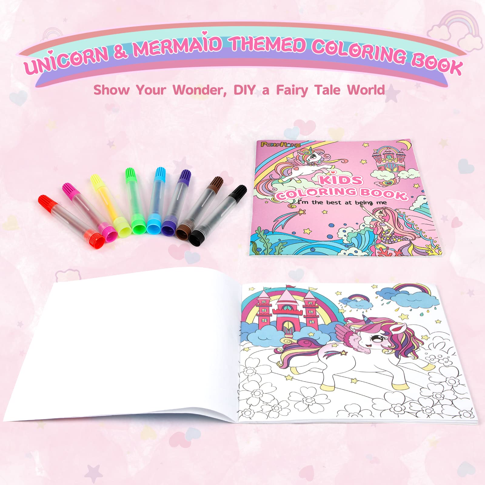 Foto 5 pulgar | Venta Internacional - Set De Regalo Perryhome Unicorn Para Niñas Con Peluche, Libro Para Colorear